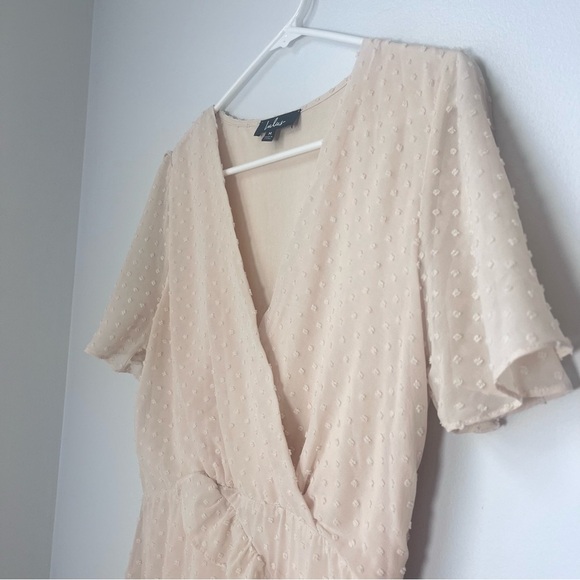 Lulus Next to You Cream Swiss Dot Ruffled Midi Dress Size Medium - Picture 6 of 14